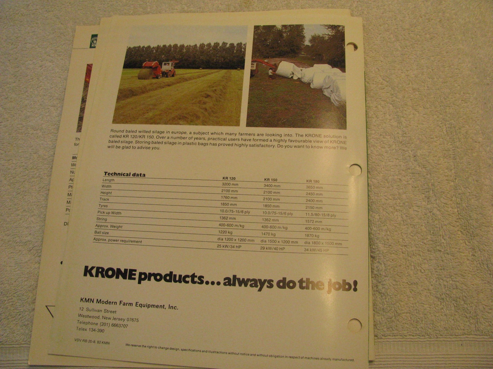 Three Early Krone Brochures Balers/Disc Mower
