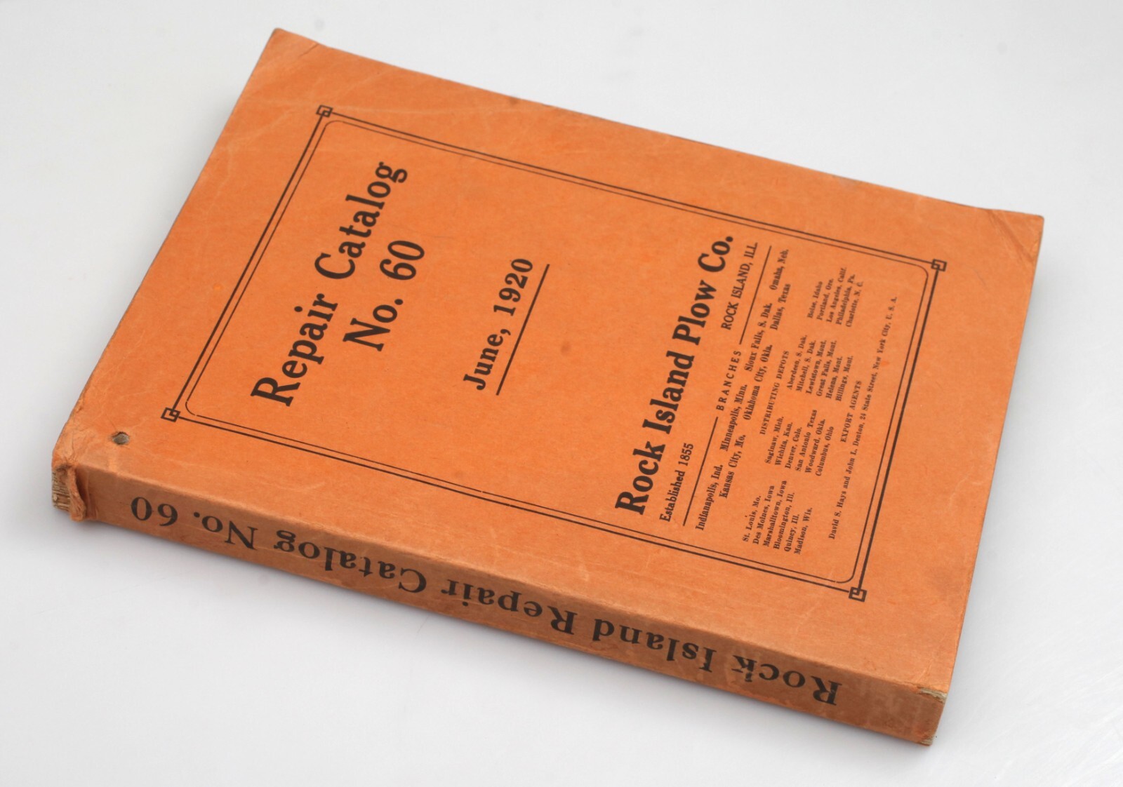 Vintage 1920 Rock Island Plow Repair Catalog No. 60