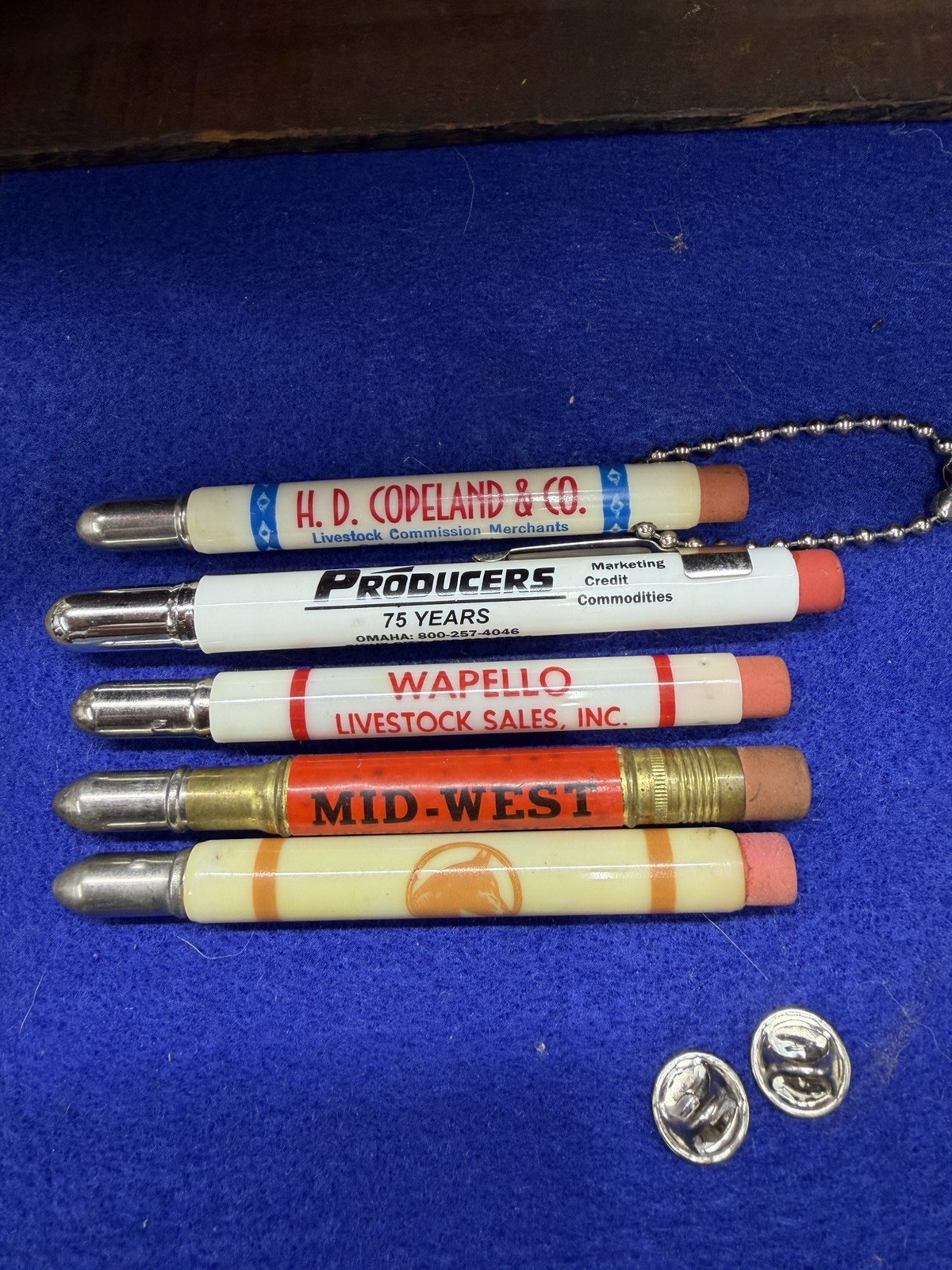 Vintage Commission Company Bullet Pencils Livestock Horse Cow Hog