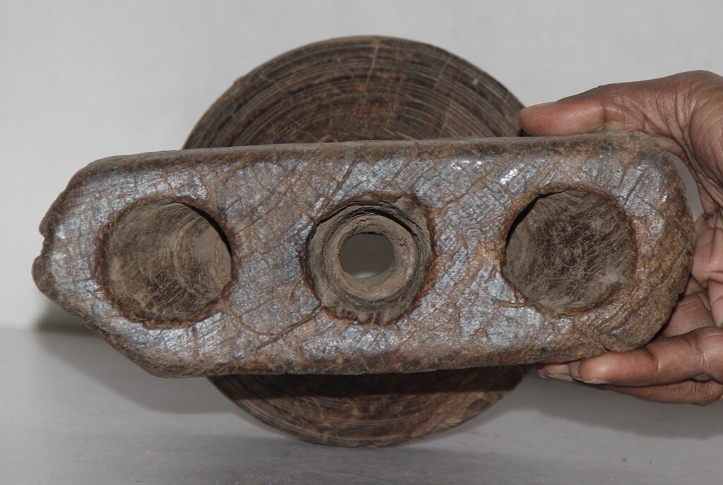 Antique Wooden Agricultural Seed Holder Bijni Original Old Hand Carved
