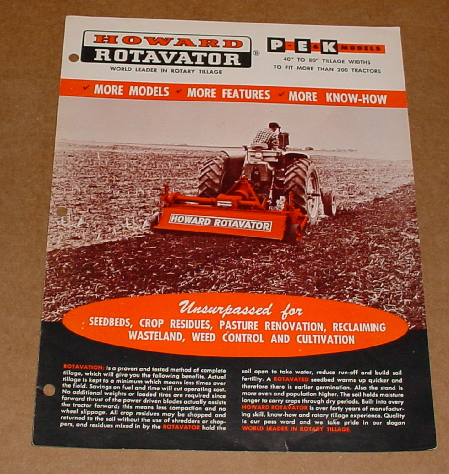 Howard Rotavator Sales Hand Out/Brochure