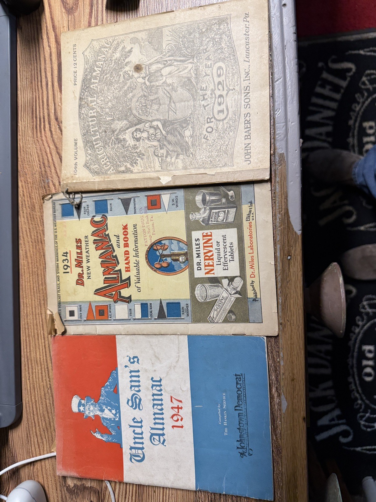 3 ANTIQUE ALMANACS. 1929,1934 and 1937. See photos