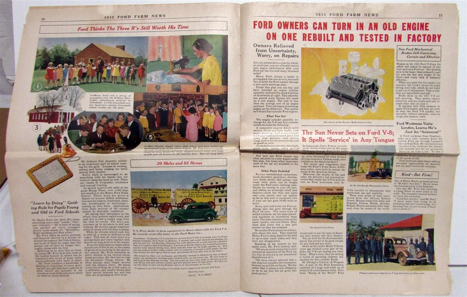 1935 Ford Farm News Model T V8 Tudor Specifications Agriculture Sales Mailer