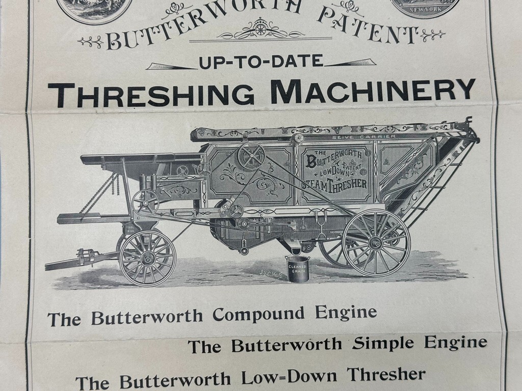 1890s BUTTERWORTH THRESHING MACHINE Farm ENGINE Advertising TRENTON NJ Antique