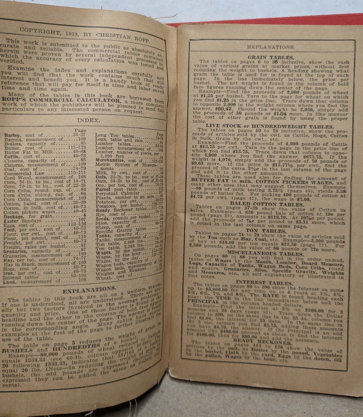 1919 Ropp&rsquo;s New Calculator Farmers Reckoner Pocket Booklet Red Brand Fence Ads