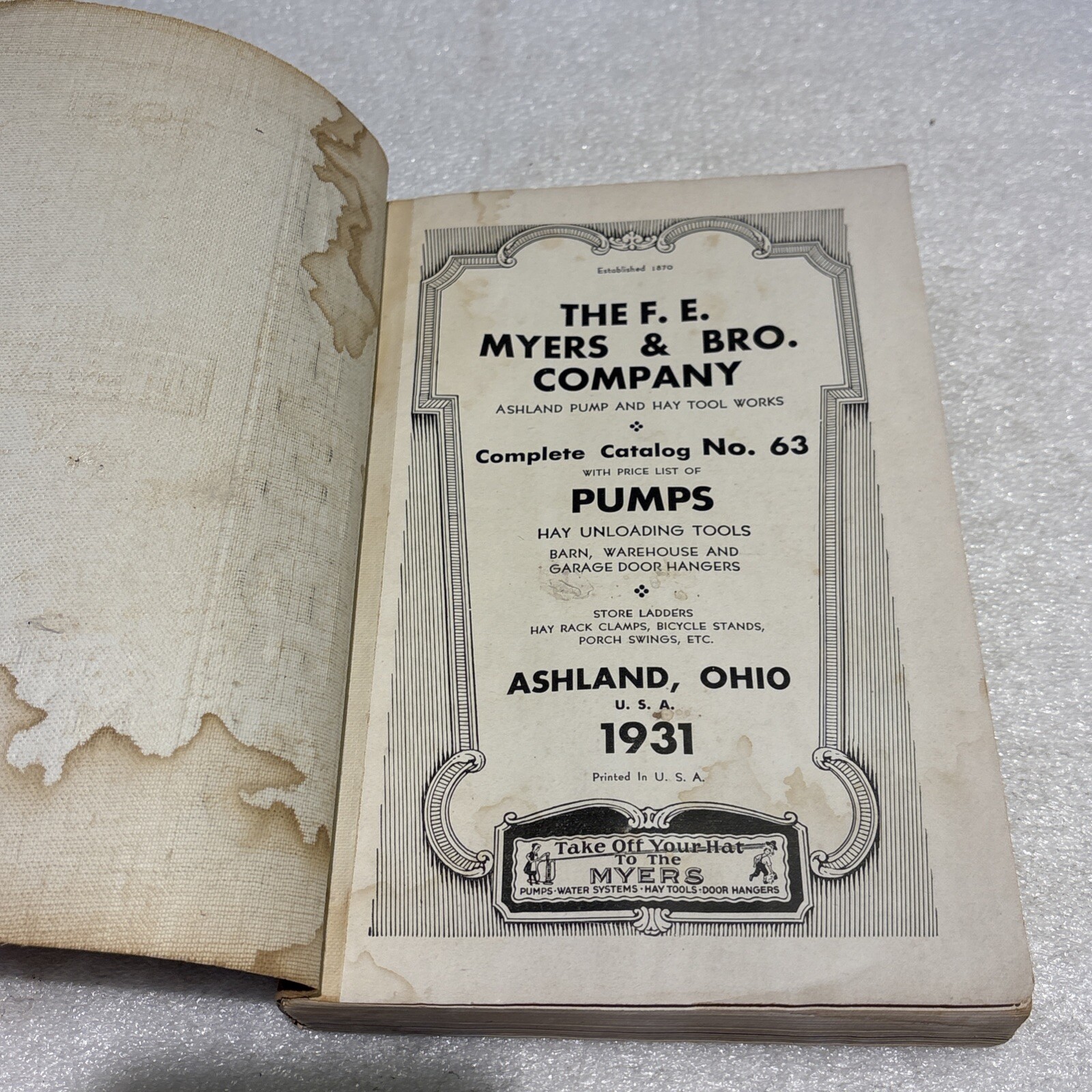 1931 Myers Pumps Hay Tools Barn & Warehouse Equipment Catalog No. 63
