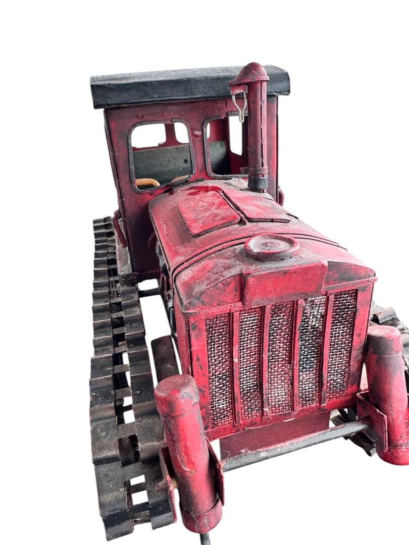 Vintage Style Metal Bulldozer model Old Construction Vehicle toy Ornament F/S