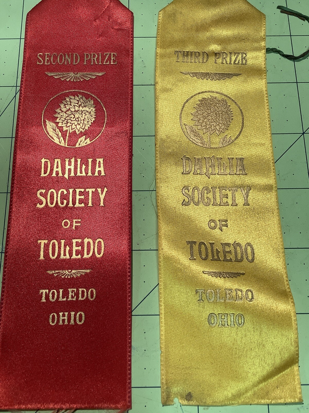 Three Vintage Ribbons Dahlia Society Toledo Ohio INV-P0619