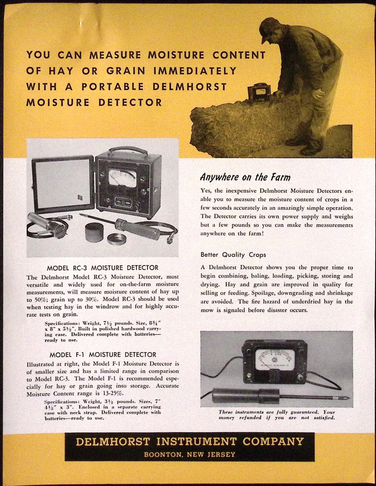 1958 Delmhorst Instrument Co Boonton NJ Moisture Detector Dealer Sales Brochure