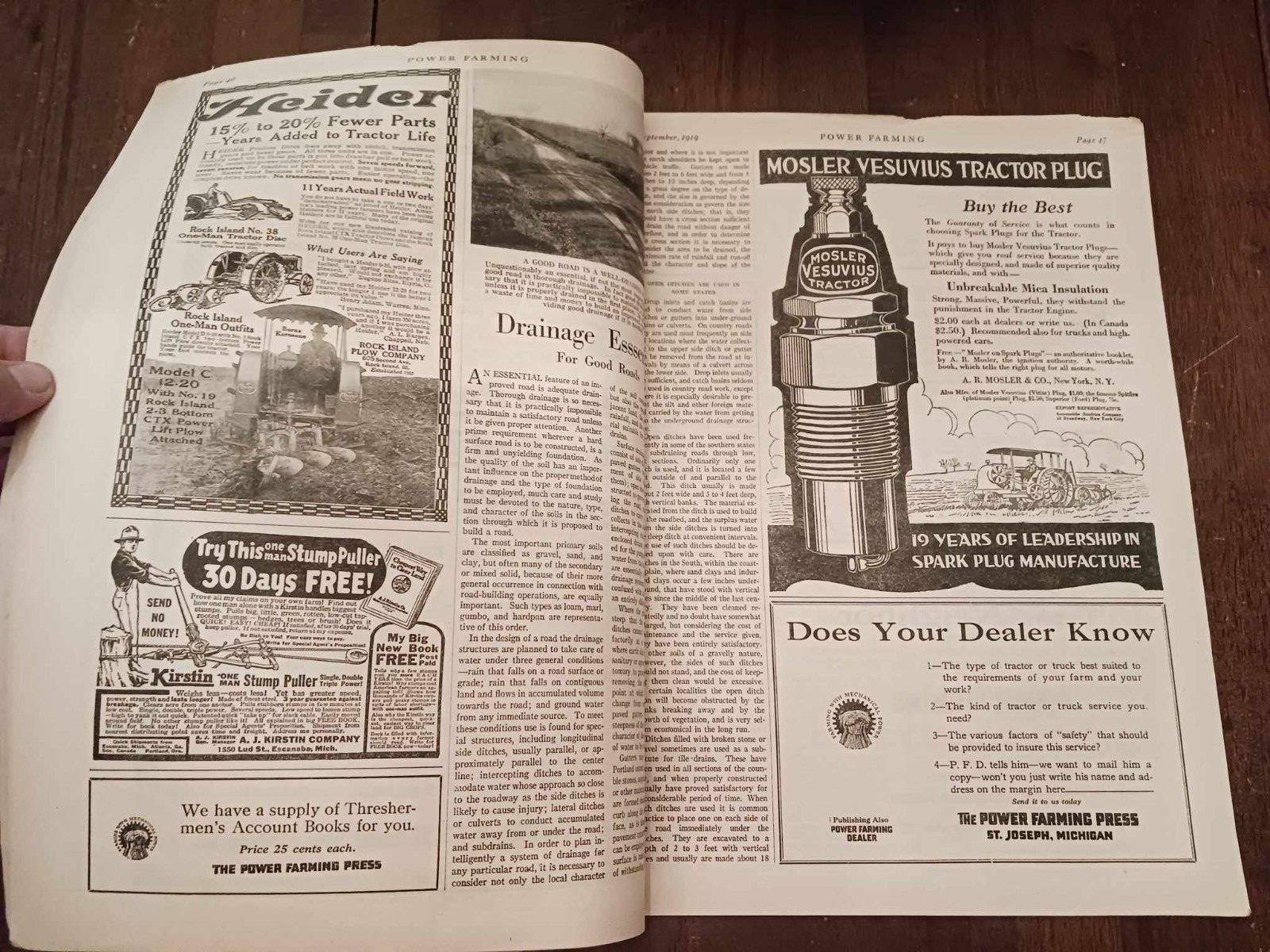 Vintage Magazine Power Farming September 1919 Holt Caterpillar Ads Photos