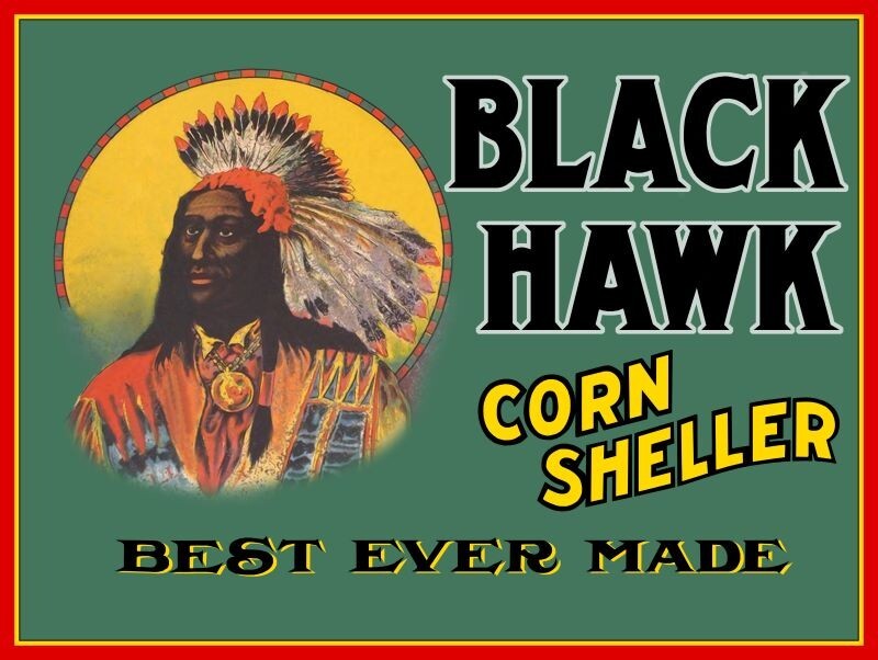 Black Hawk Corn Sheller – Best Ever Made! NEW Sign 24×30&Prime; USA STEEL