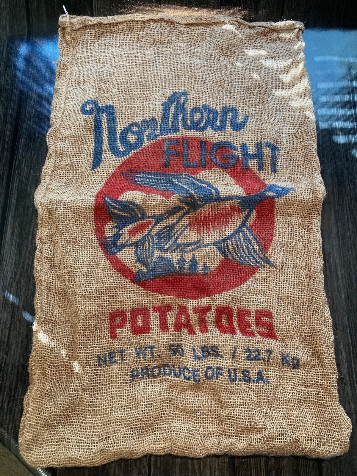 Vintage Northern Flight Potato Burlap Sack 50lbs
