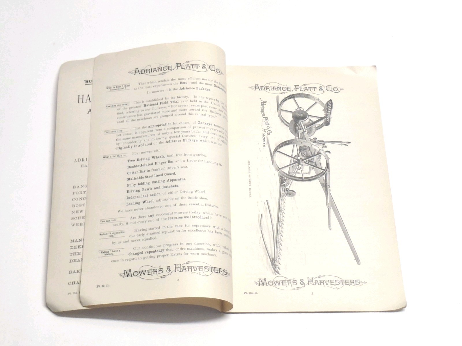 Adriance Platt & Co Harvesting Machinery Farm Catalog Poughkeepsie NY 1897