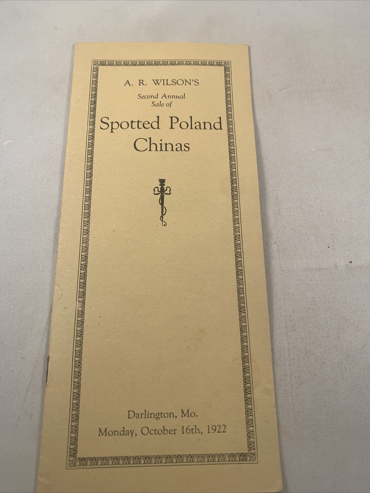 1922 Hog Sale Brochure Wilson’s Prolific Poland China Pig Farm Darlington MO