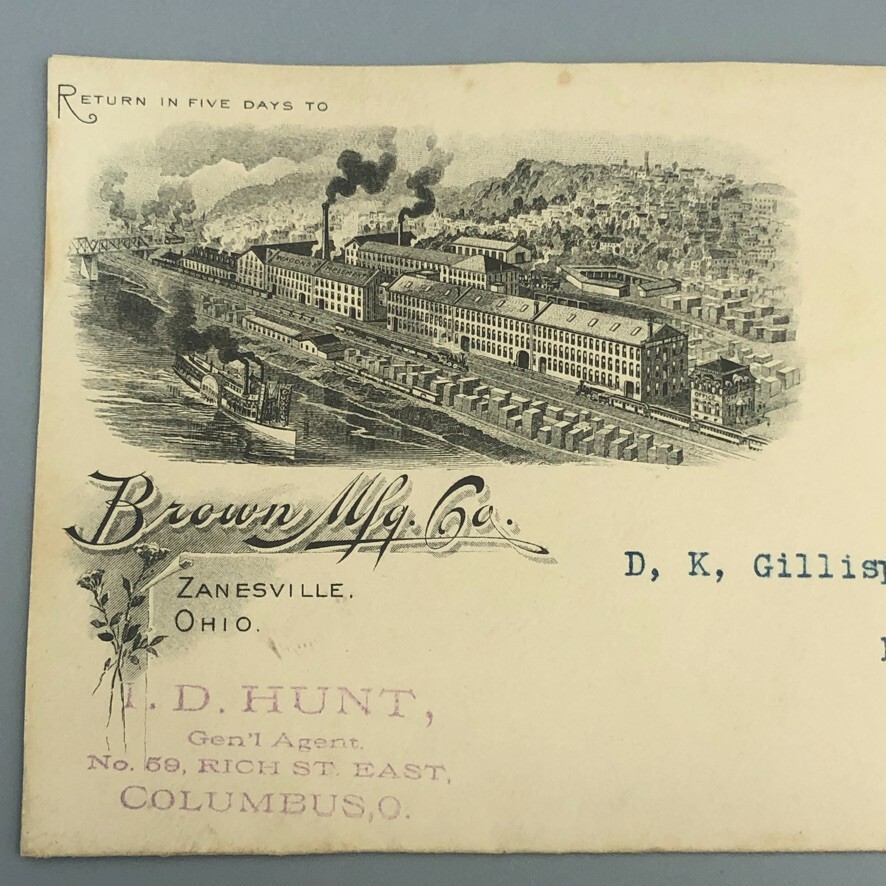 1896 BROWN Mfg WAGONS Plow FARM Illustrated Postal Cover Letterhead Advertising