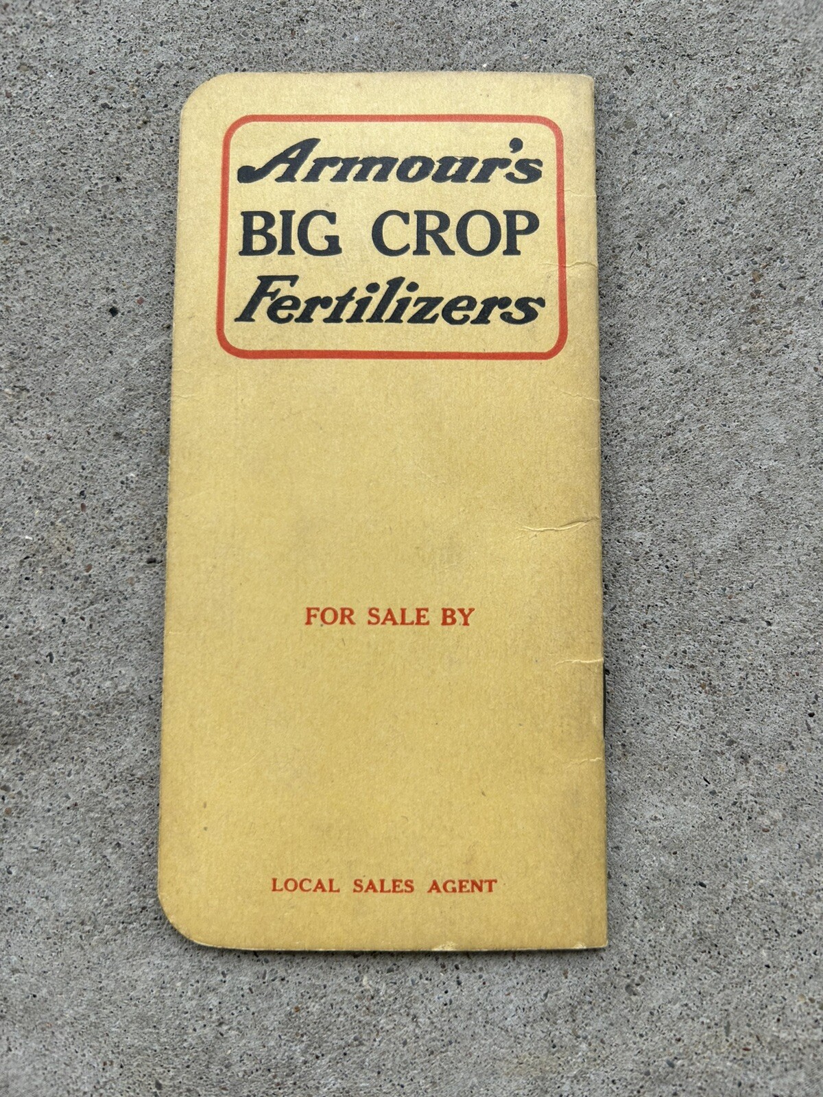 Vintage Armours Big Crop Fertilizers 1922 Pocket Calender Notebook Memo Book