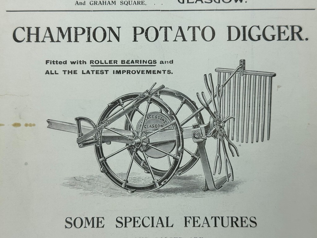 Antique CHAMPION POTATO DIGGER Wallace & Sons GLASGOW Advertising FARM Brochure