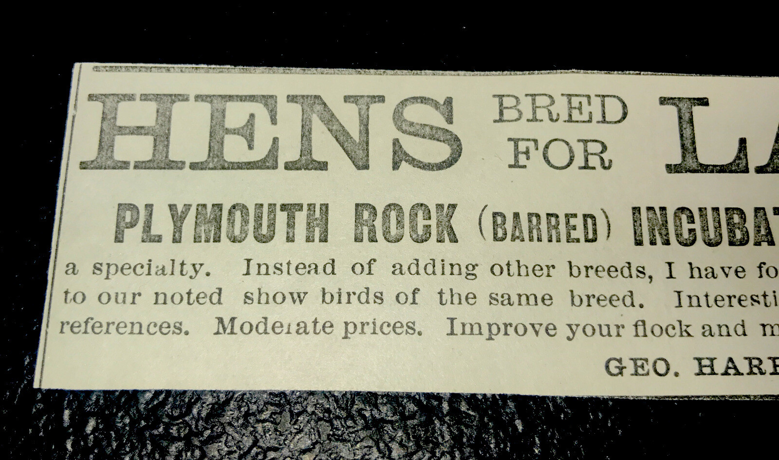 1900 Geo. Harris Morris Chicken Farm Advertising – Ashland – Virginia