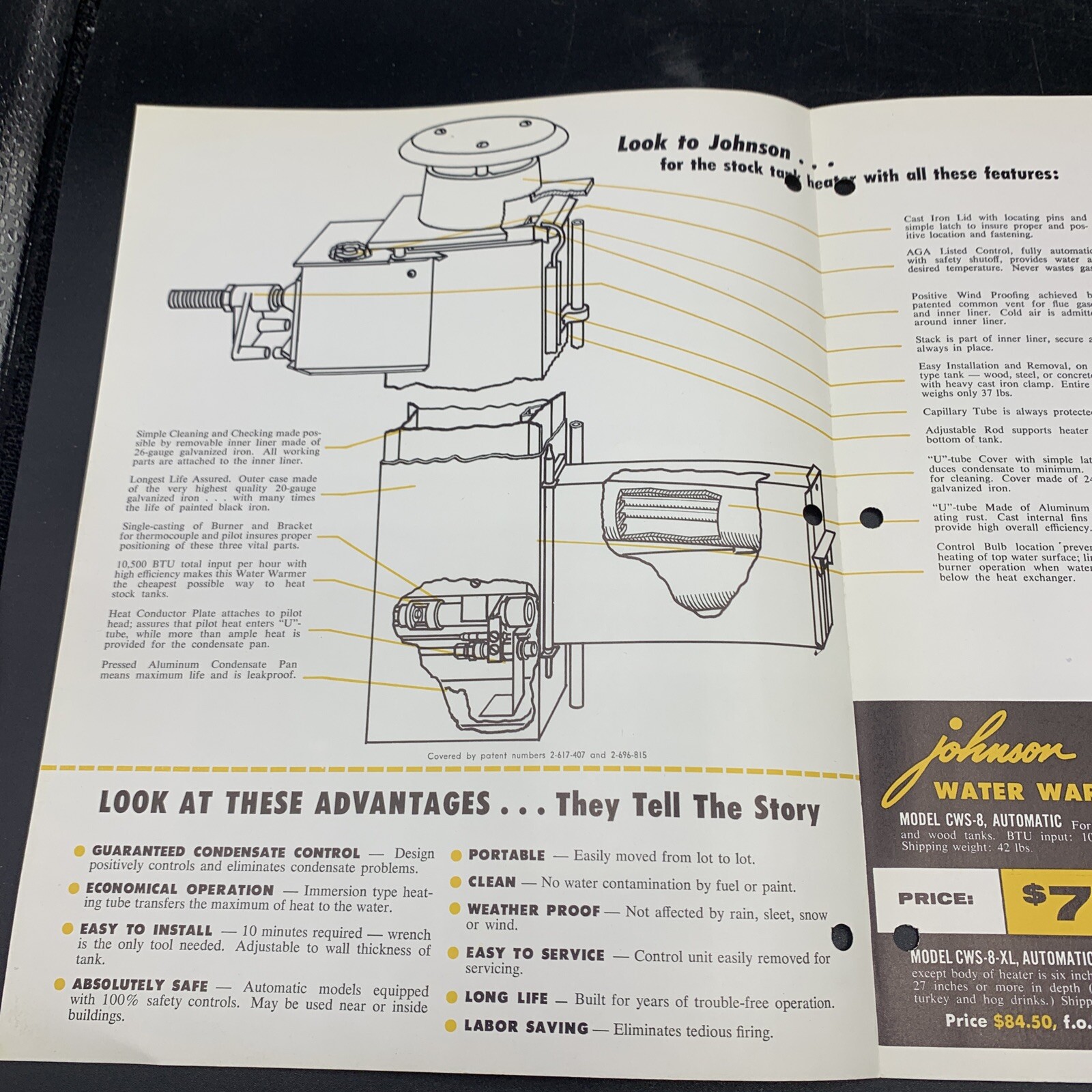 Pair 1961 Johnson Gas Appliance Brochure Pig Blanket & Water Warmer-Cedar Rapids