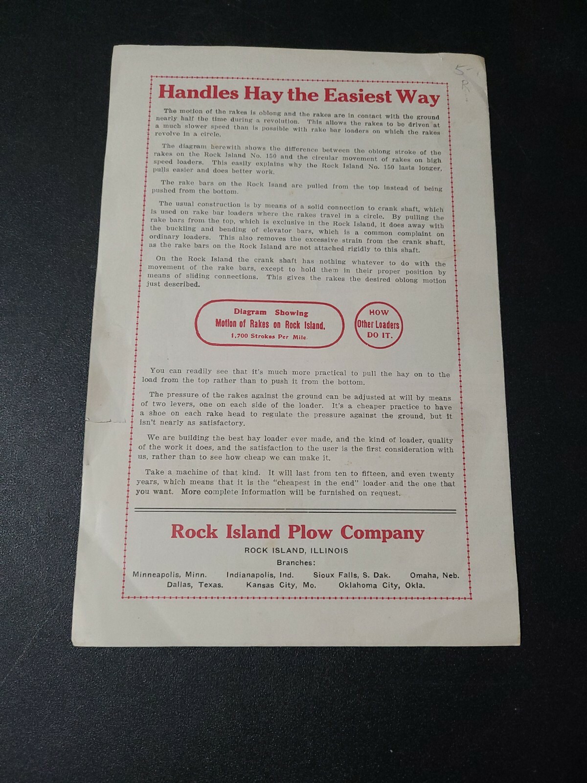 Vntg 1888 Rock Isalnd Hay Loader Sales Flyer