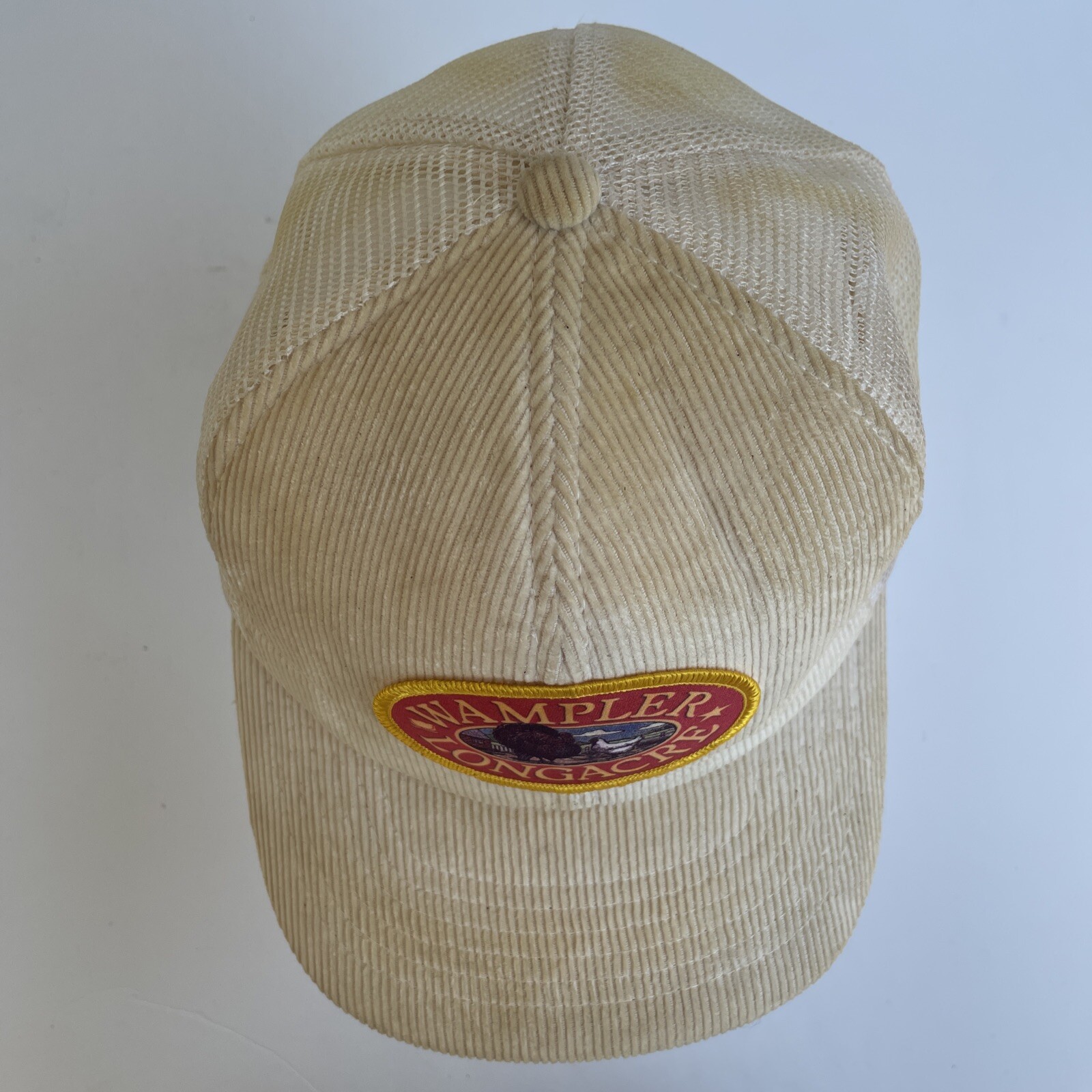 Wampler Longacre Corduroy Mesh Hat Snapback Cap Beige Yupoong