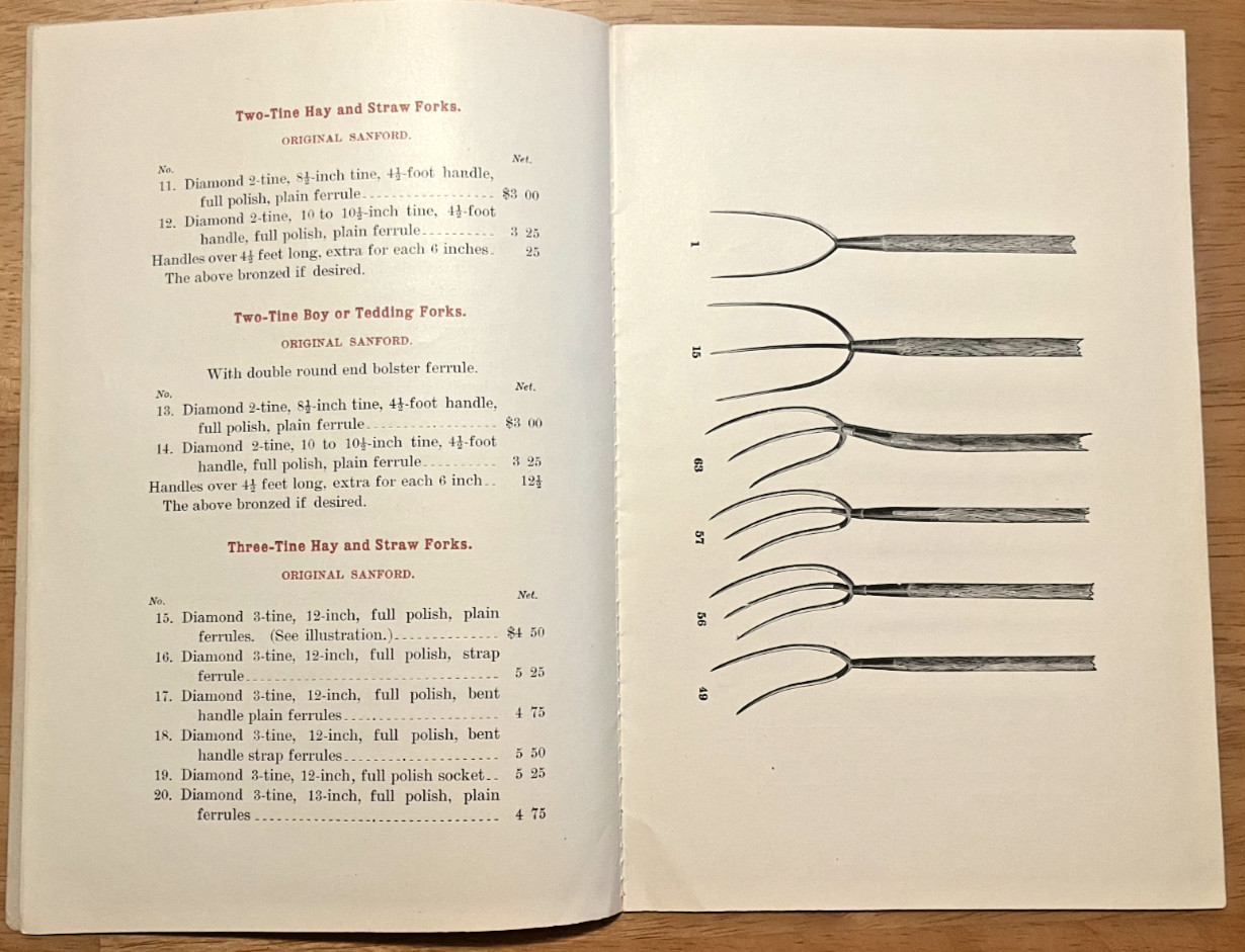 Sanford Fork & Tool Co. 1883 catalog Cortland New York forks rakes & potato hook