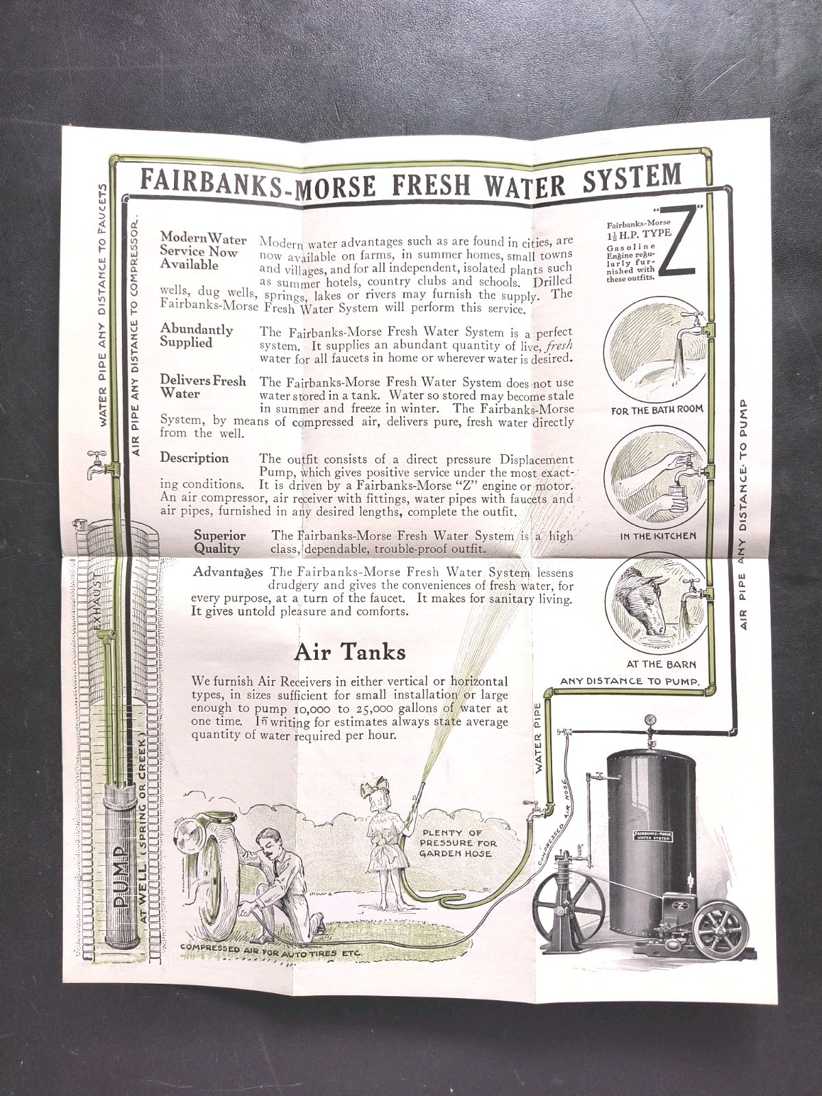1920s FairBanks Morse Pressurized Water System Brochure Feed Mill Farming 2pc