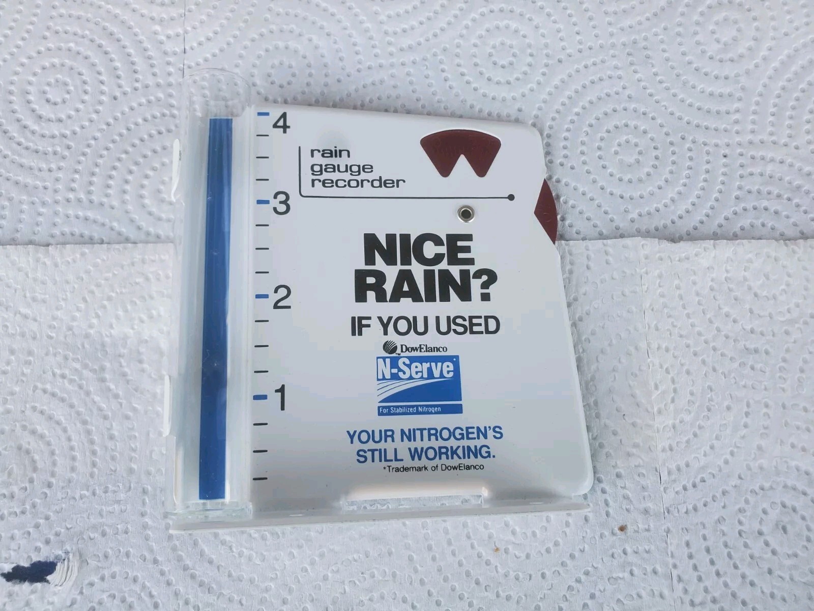 Metal Rain Guage N-serve Stabilized Nitrogen Dow Elanco Farm Fertilizer