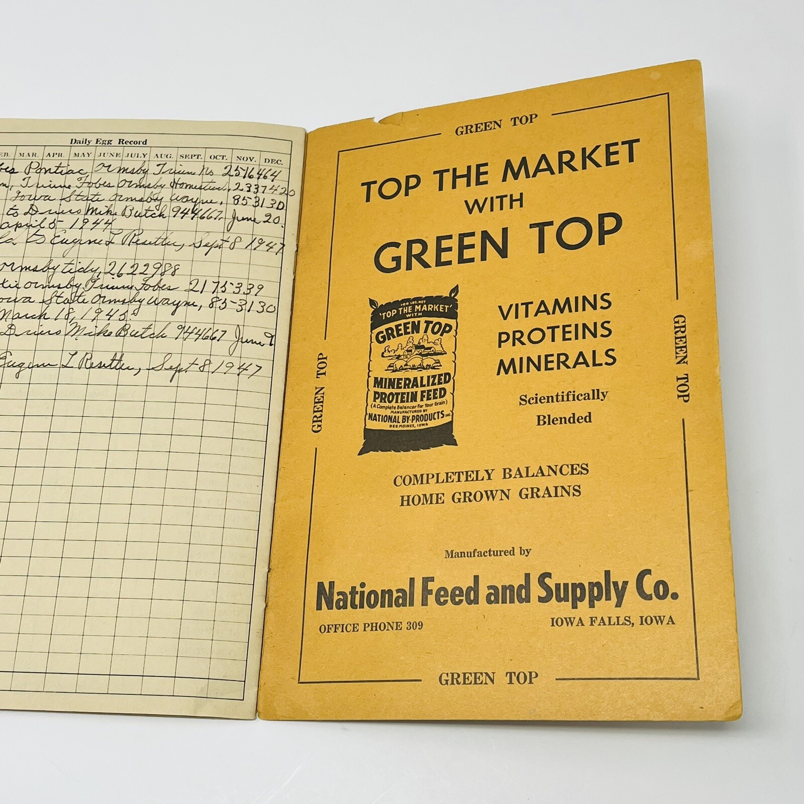 1944 1945 Practical Farm Record Book Jewell Rendering Iowa Falls IA Filled Out
