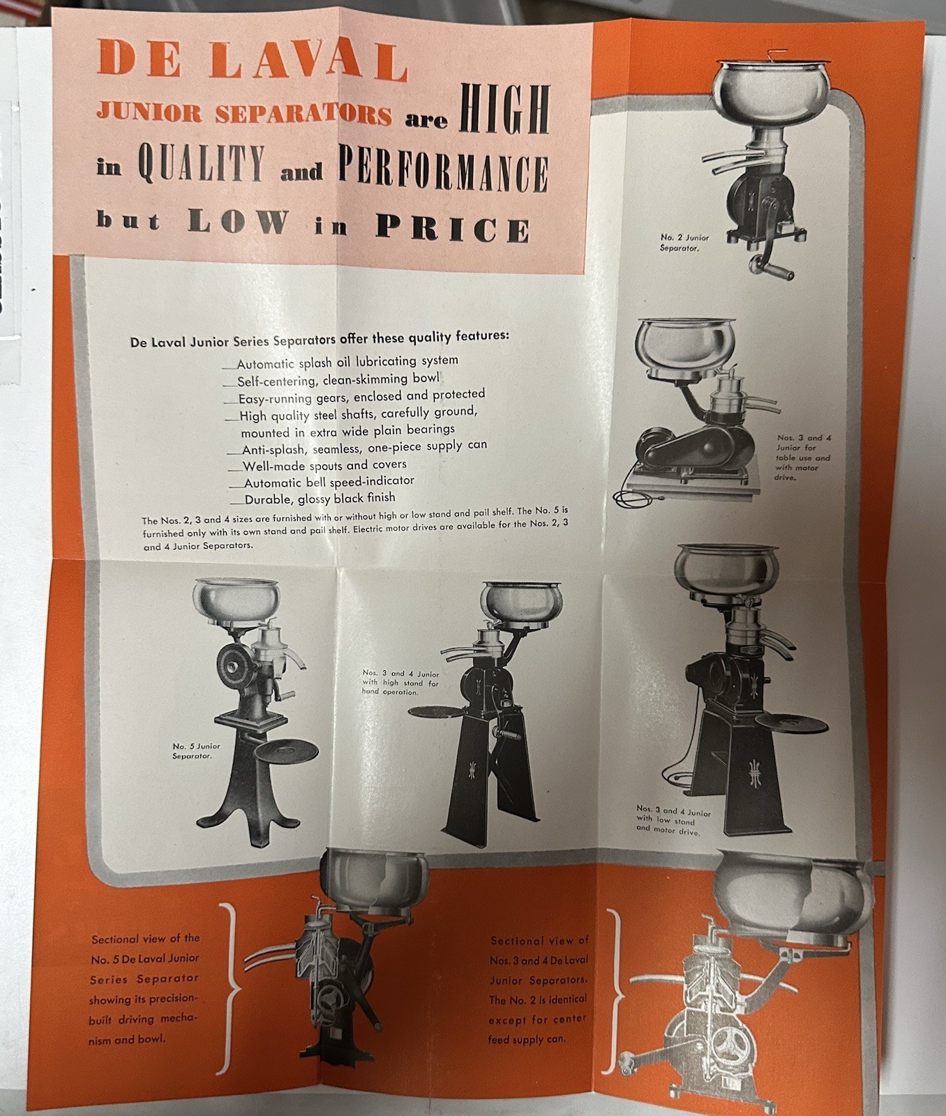 1950&rsquo;s De Laval Junior Series Cream Separators pamphlet (22A)