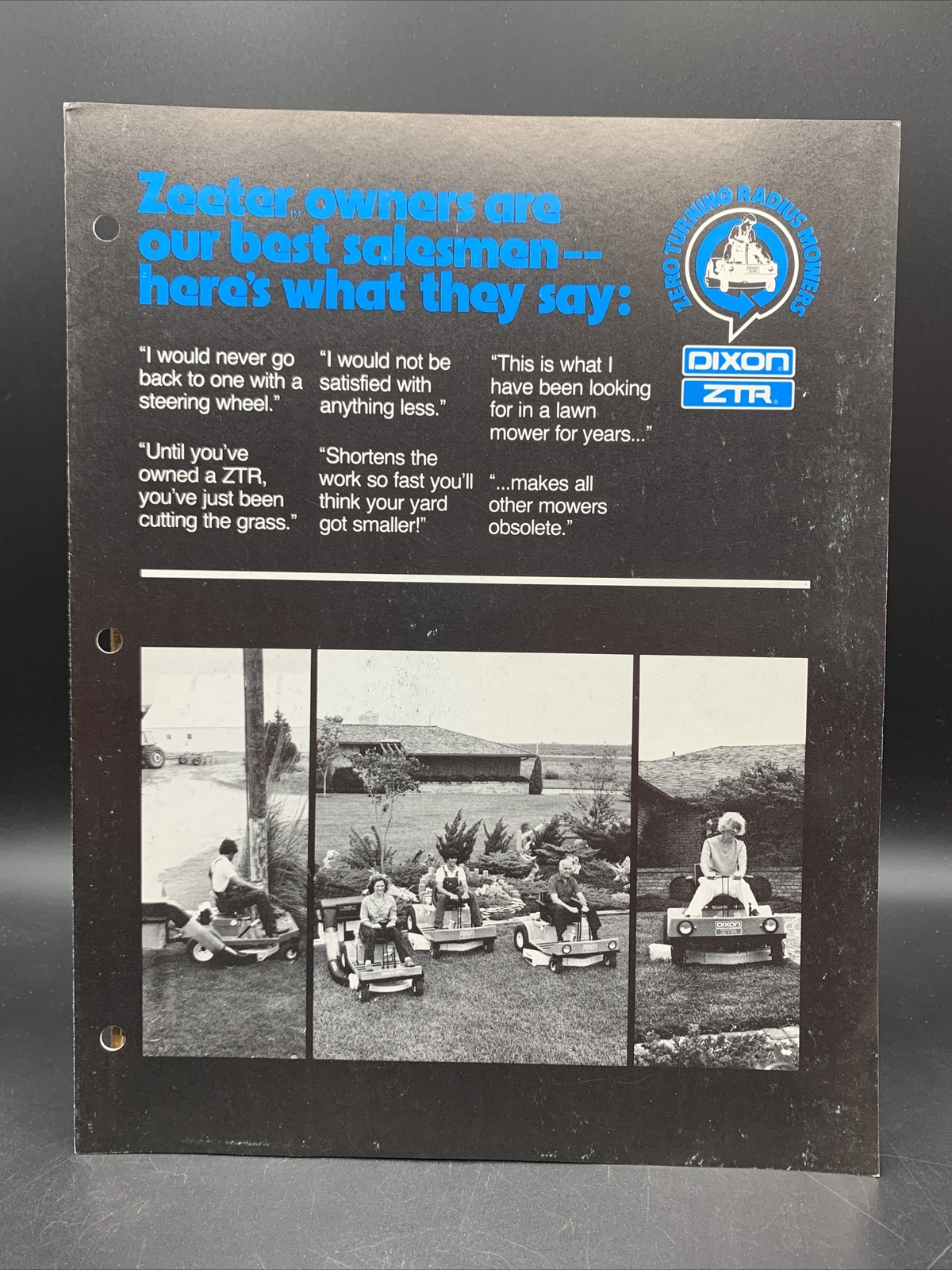 Original 1970’s Dixon Mowers ZTR Zeeter Sales Brochure Dixon Industries