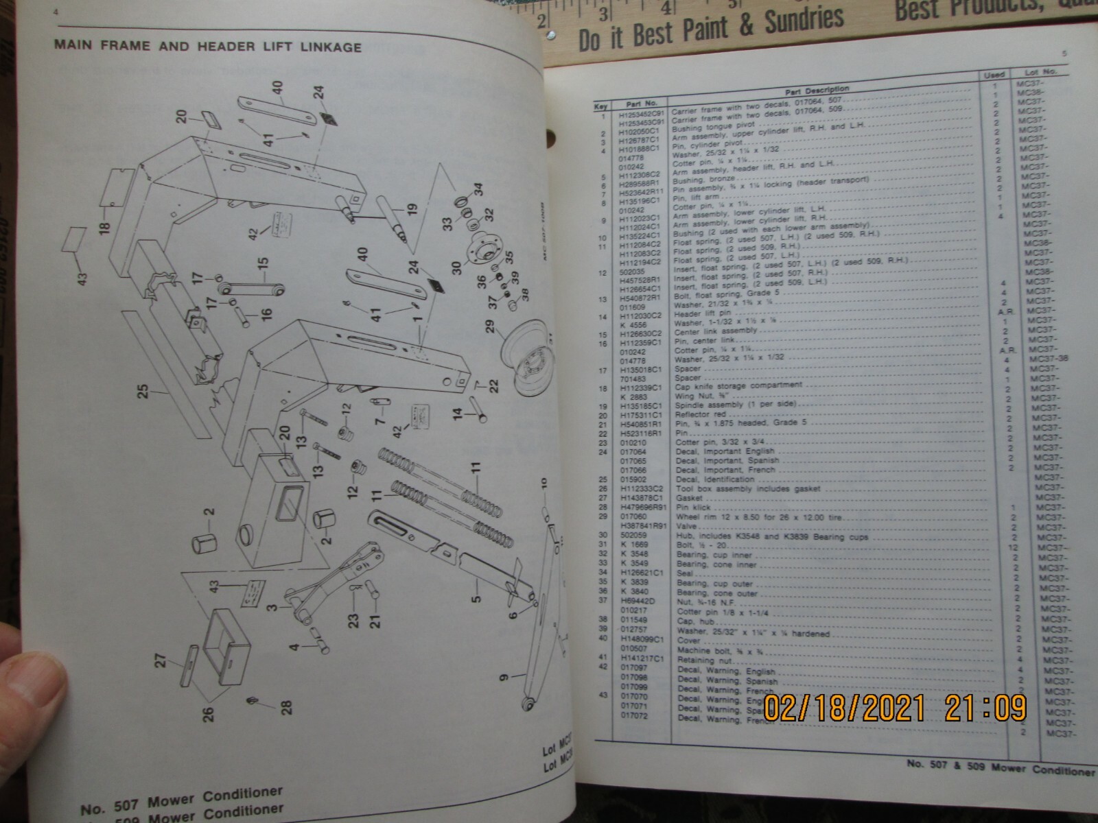 avco new idea repair parts list mower conditioners no. mc 25 1983