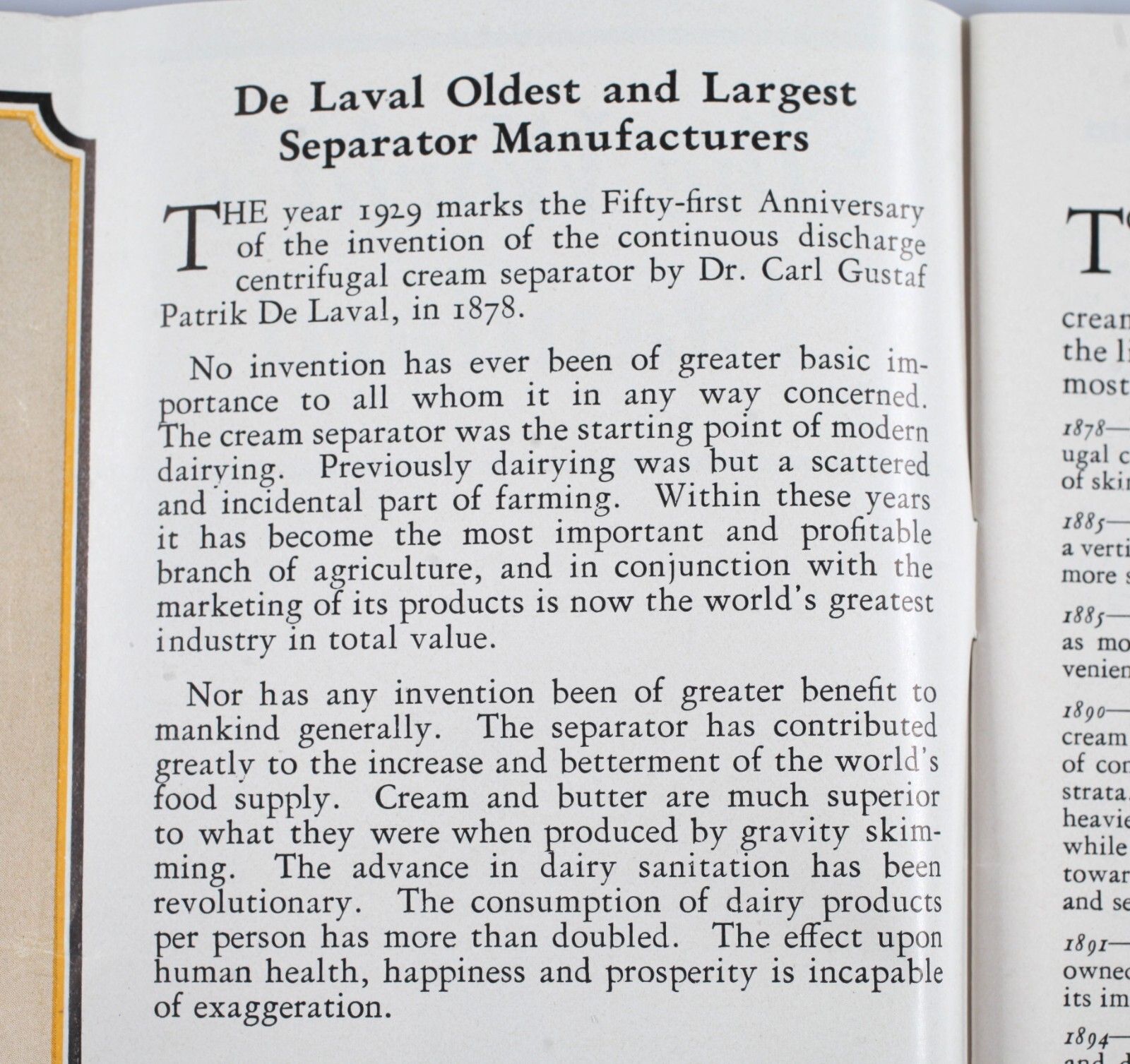 Vintage 1929 De Laval Cream Separator Brochure Pamphlet Golden Utility Series