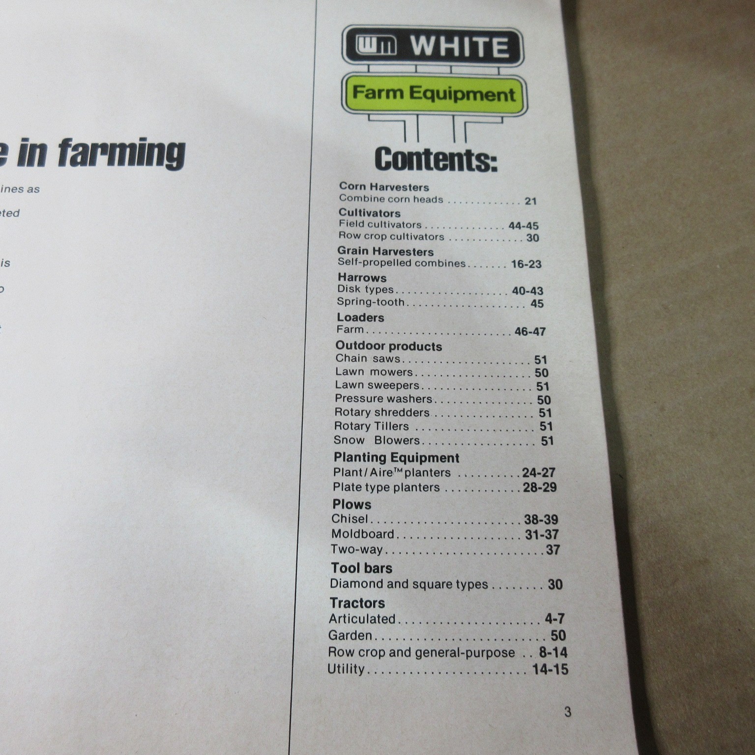VINTAGE WHITE FARM EQUIPMENT 1975 FARM EQUIPMENT LINE BROCHURE FIELD BOSS Oliver