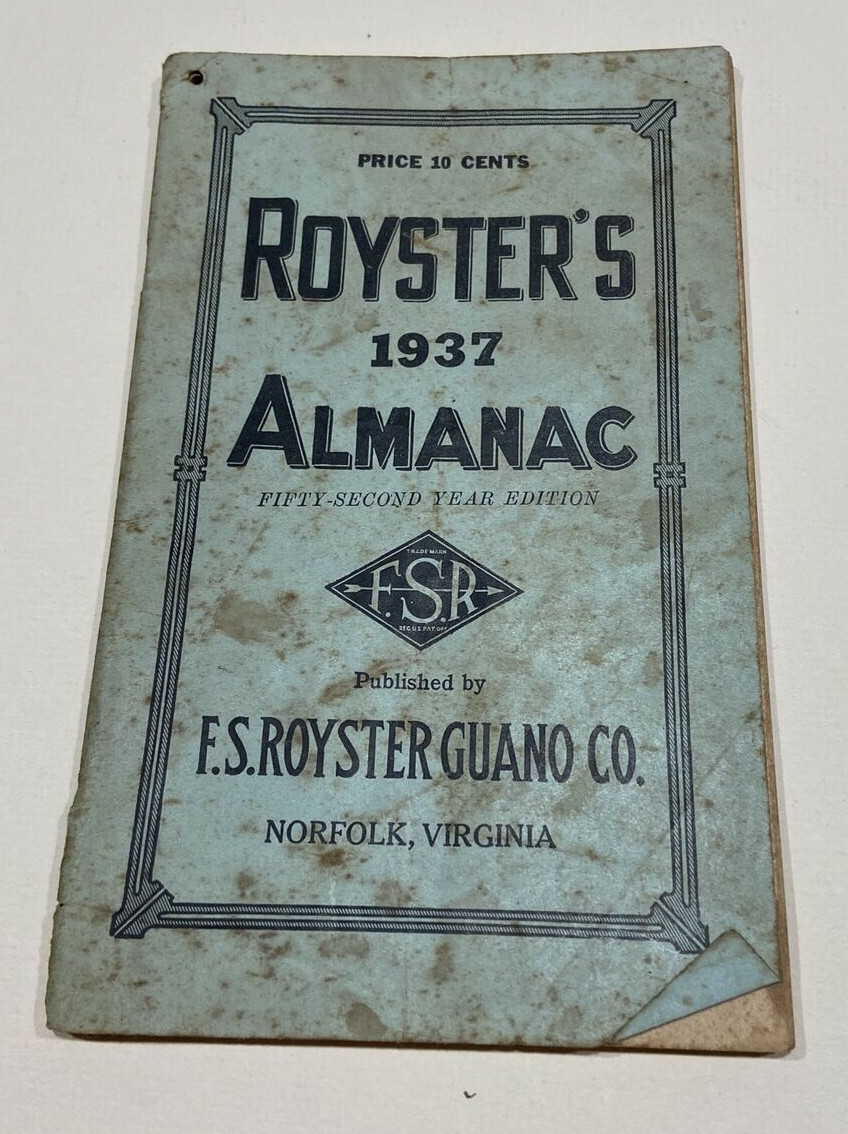 Vintage F.S Royster 1937, 1939 Almanacs Royster&rsquo;s