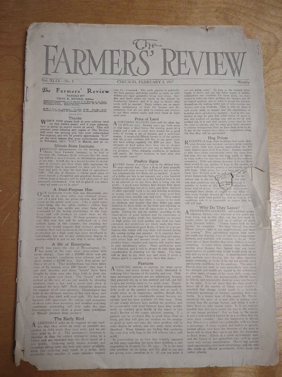 The Farmers Review February 3rd 1917 Weekly Magazine John Deere -Rock island ads