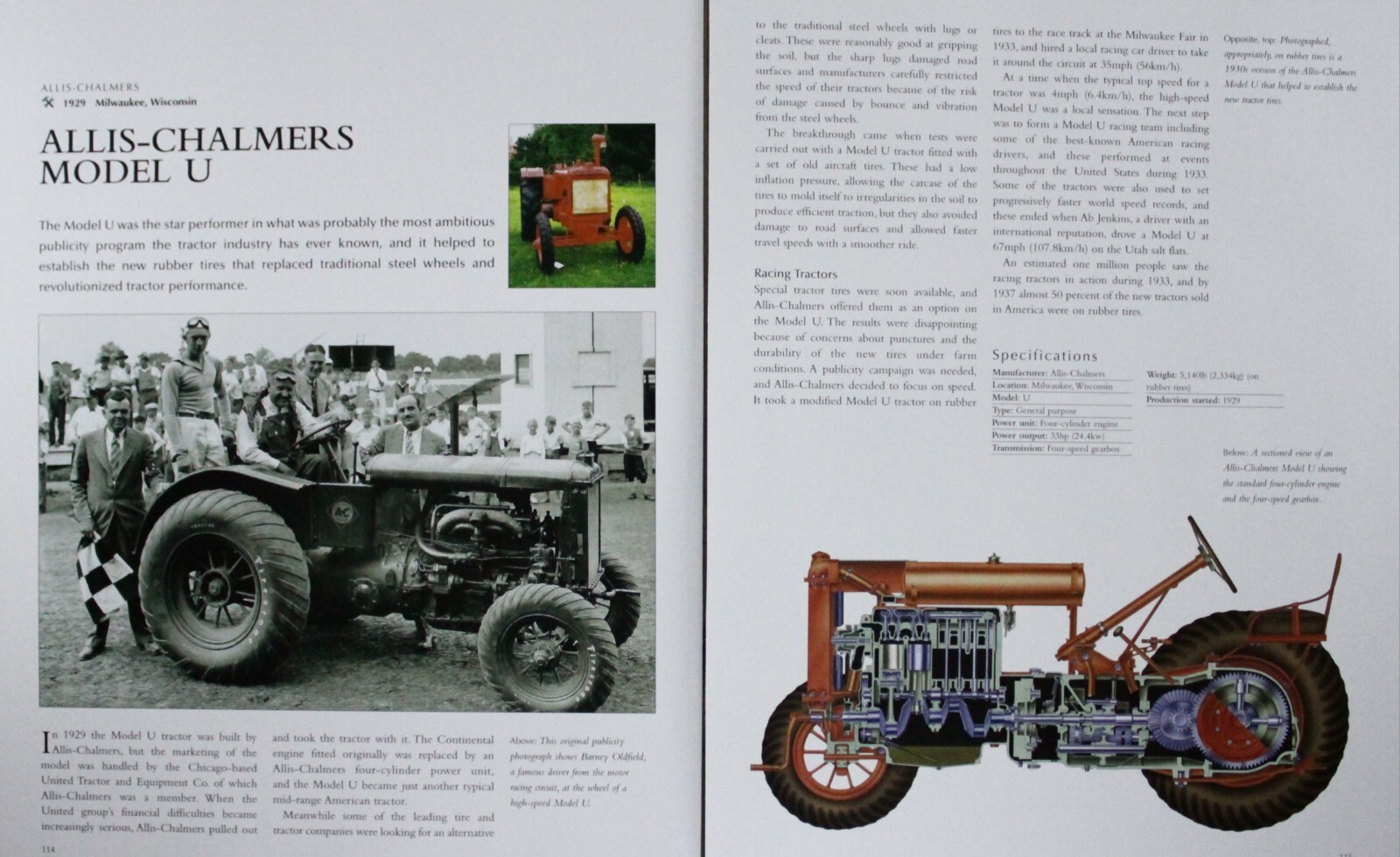 Allis Chalmers Tractor Picture Article Info Sheet Out of Print Farm Wall Art