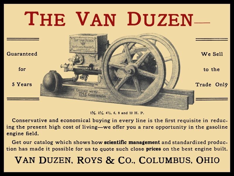 Van Duzen Roys & Co. Gas Engine, Columbus OH New Metal Sign: 12×16&Prime; – Ships Free