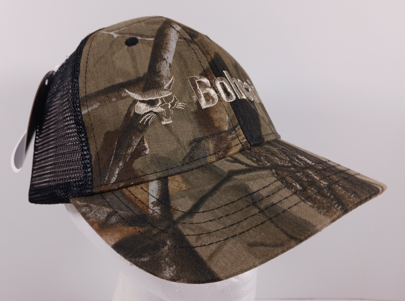 Bobcat Mesh Trucker Hat Cap RealTree Hardwoods Camouflage Camo Black – New