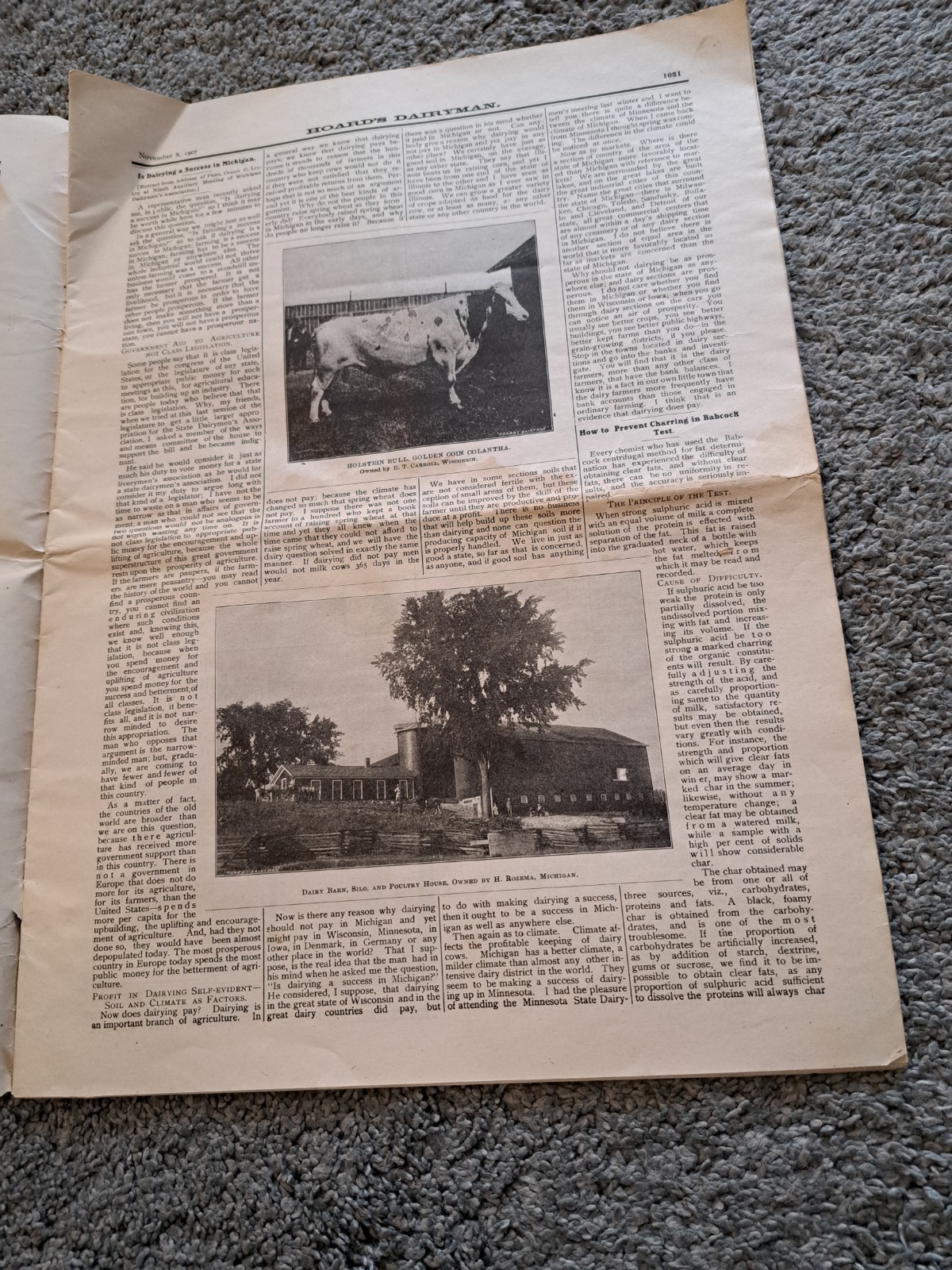 November 8 1907 Hoard&rsquo;s Dairyman Newspaper Dairy Farming Magazine
