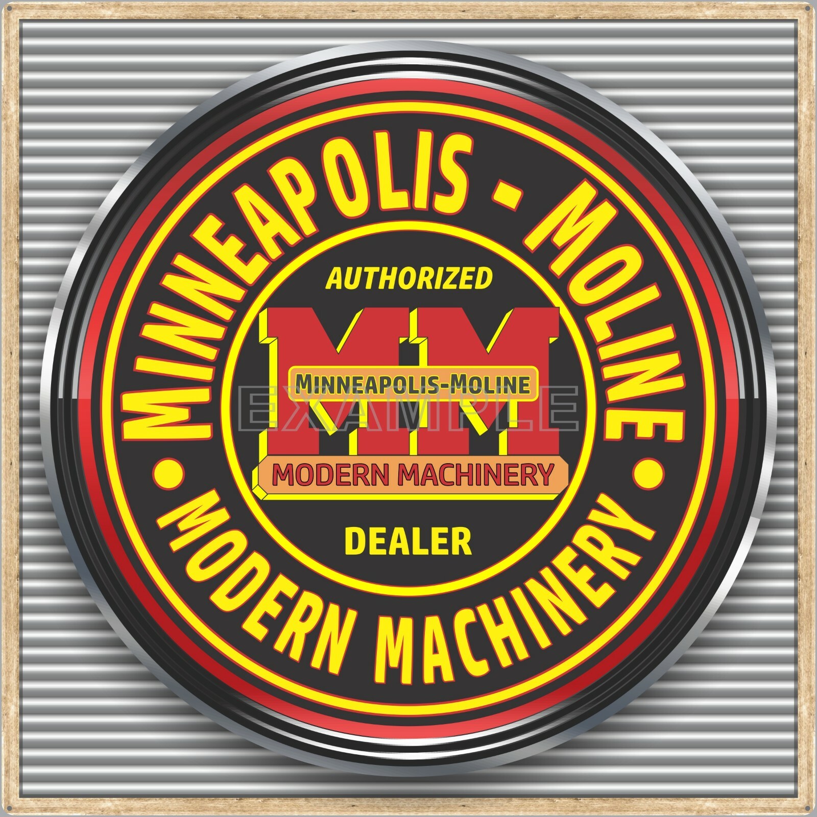 MINNEAPOLIS MOLINE TRACTORS OLD SIGN REMAKE SQUARE ALUMINUM SIZES UP TO 3&prime; X 3&prime;