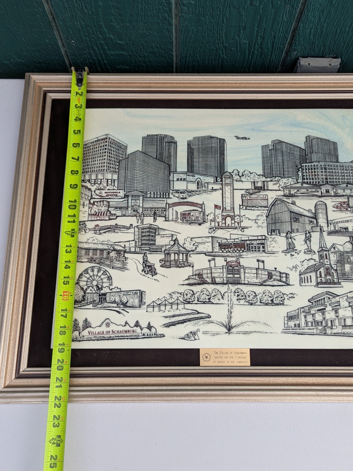 Village Of Shaumburg Illinois Marble Casting Framed Art Work By World Art 2004
