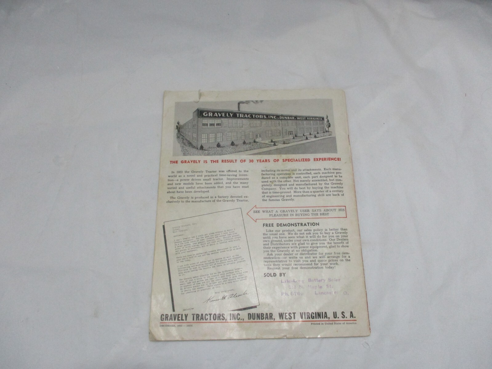 1953 Gravely Power Equipment Catalog Lawn Garden Farm Equipment
