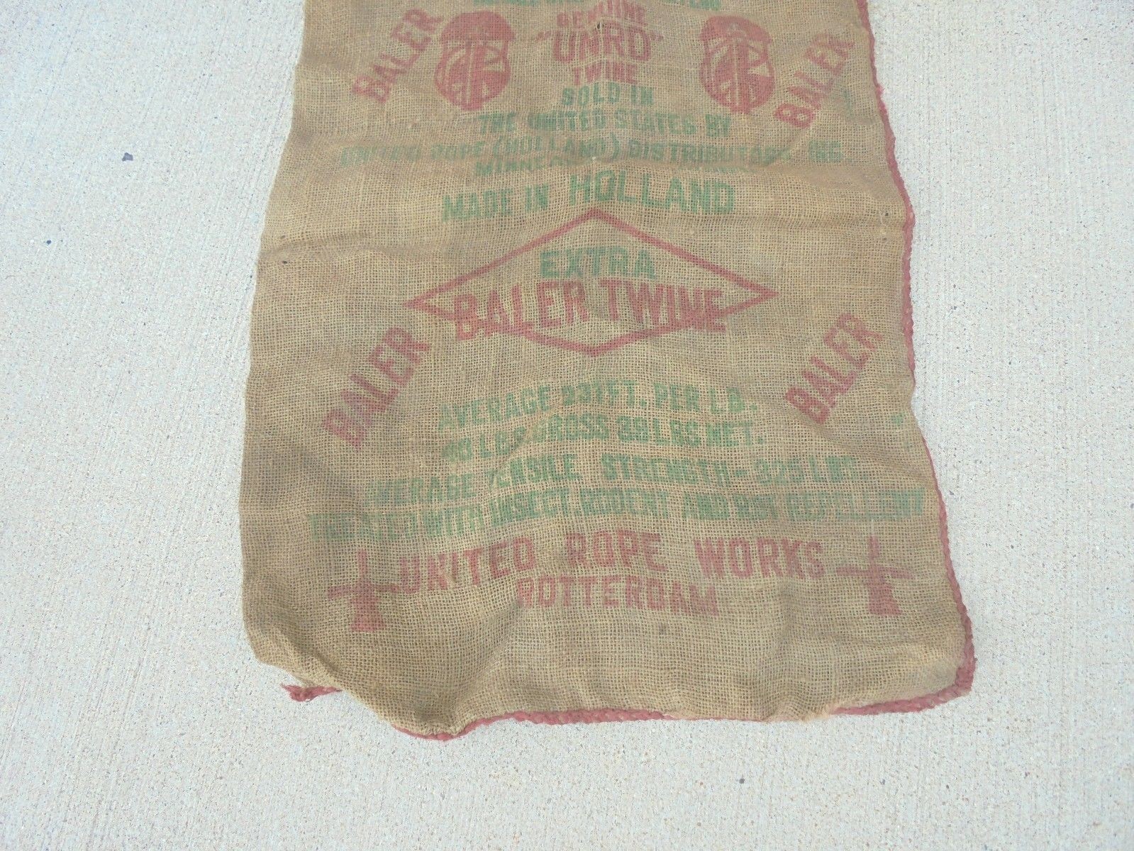burlap sack baler twine united rope works rotterdam holland farm ranch decor