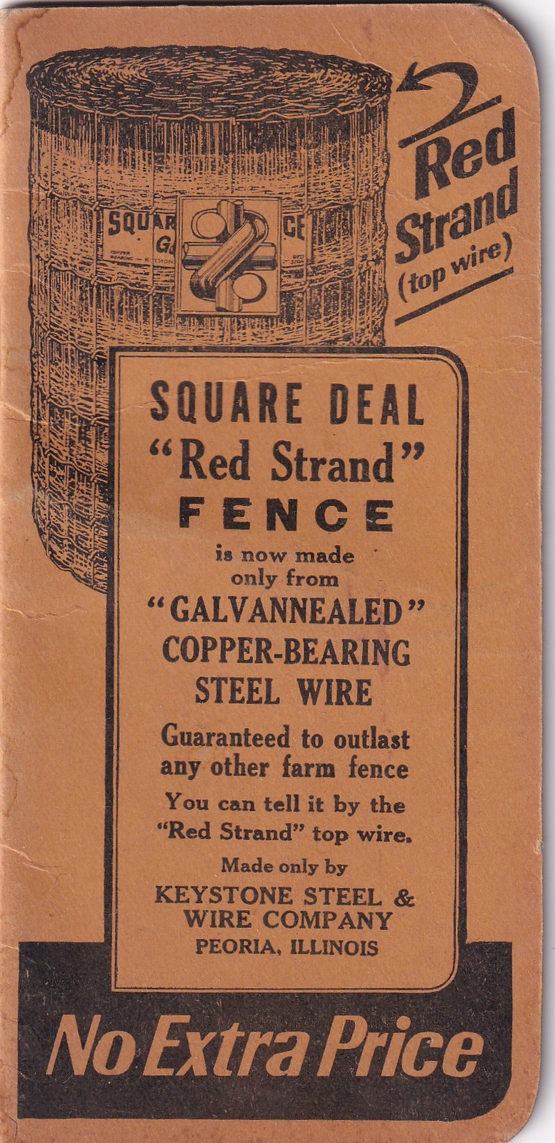 Red Strand Square Deal Fence Steel Wire Vintage Pocket Memo Book Unused