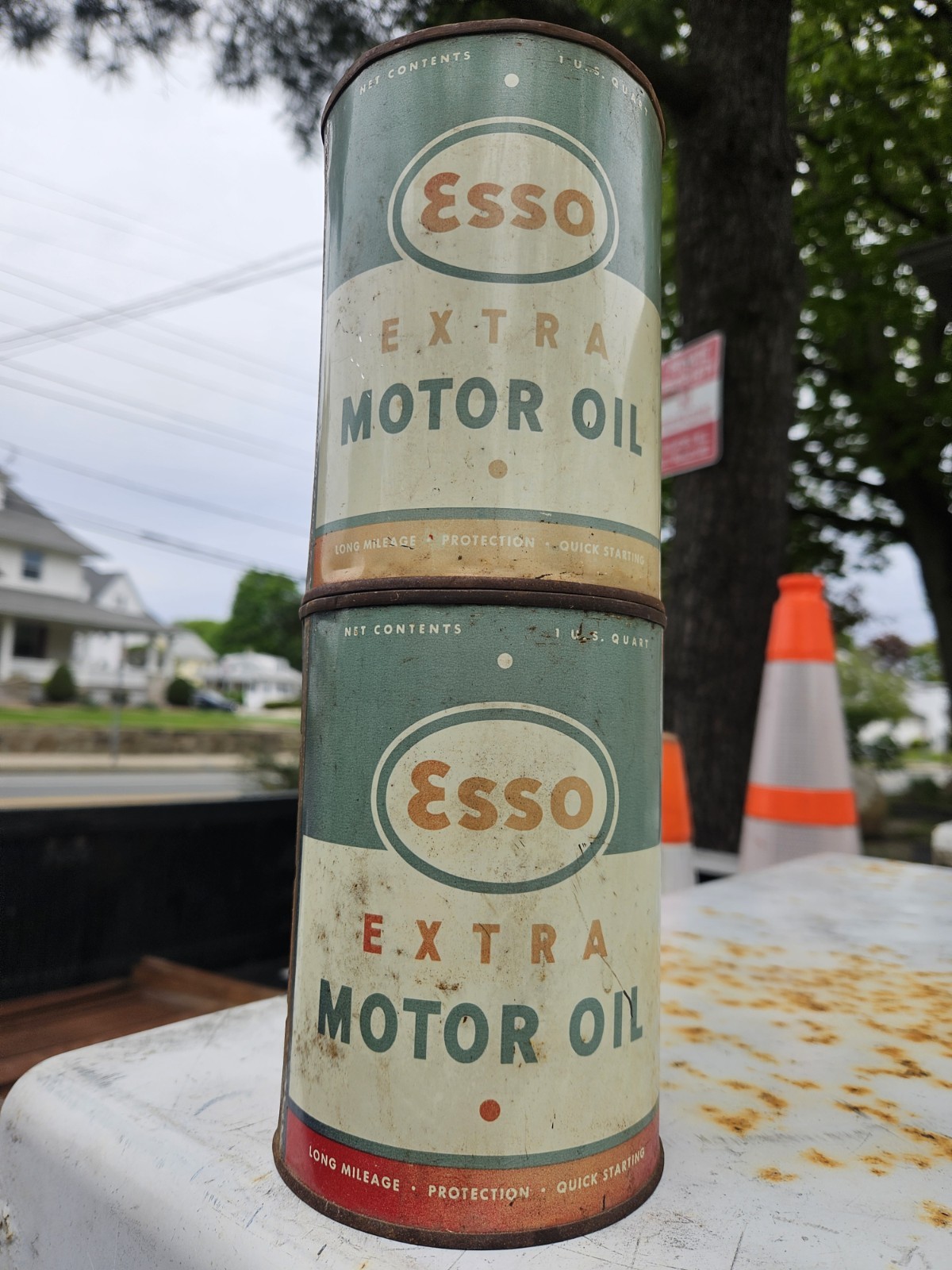 2 ESSO TOP CUT OPEN EMPTY Vintage Metal Cans