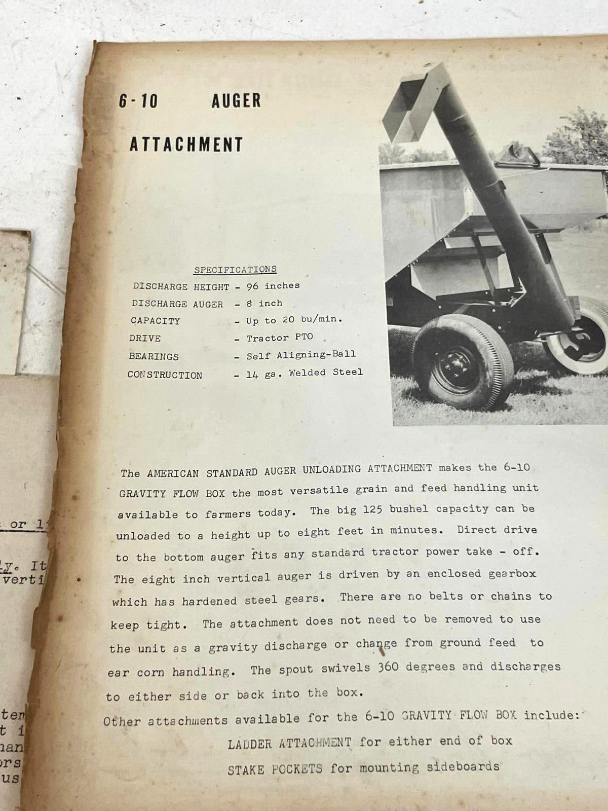 Vtg 1950s American Standard Planter Co Farm Bins Auger+ Diagram Brochure Bundle