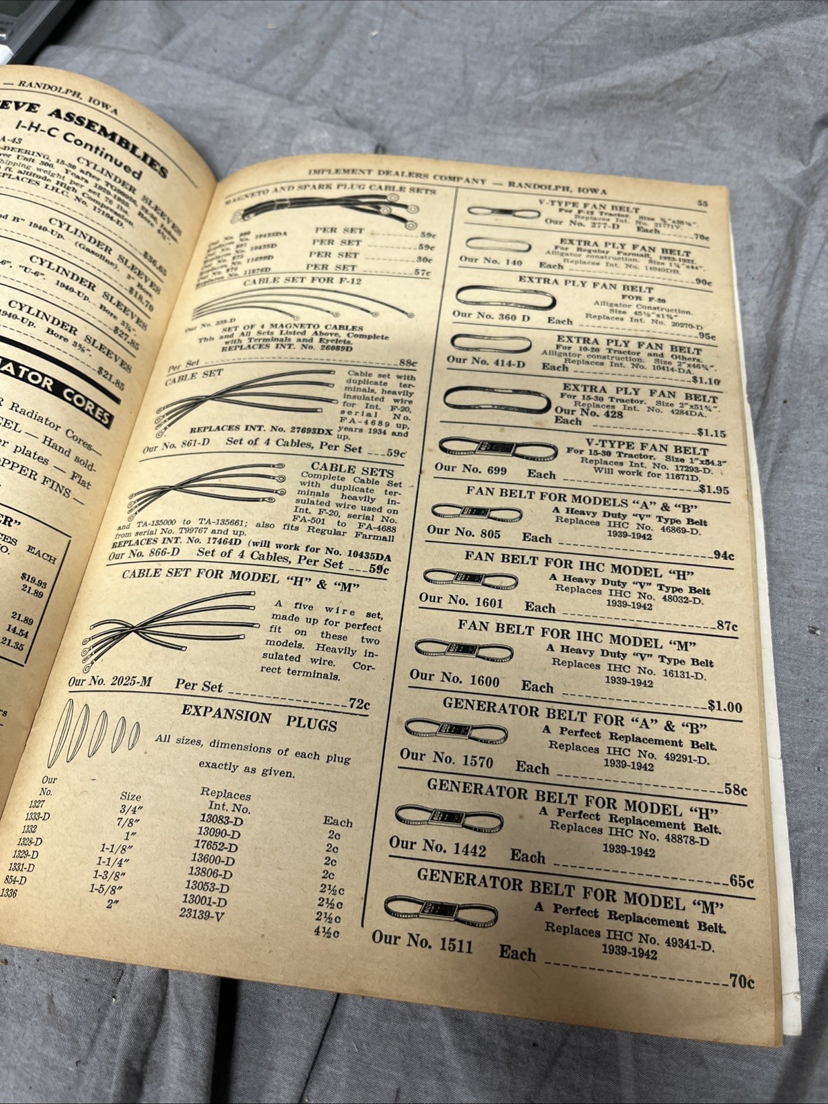 VTG 1943 Implement Dealers Co. Catalog RANDOLPH IA Tractor Truck Parts DEVIL IMP