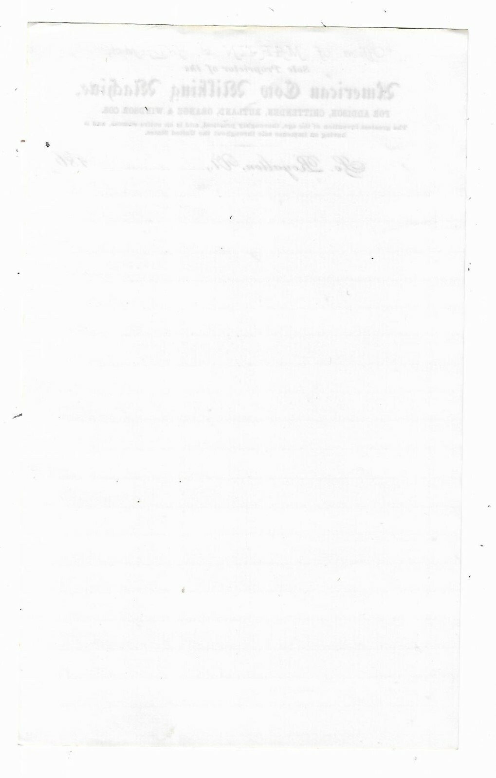 1860 Advertising Letterhead American Cow Milking Machine South Royalton VT Adams