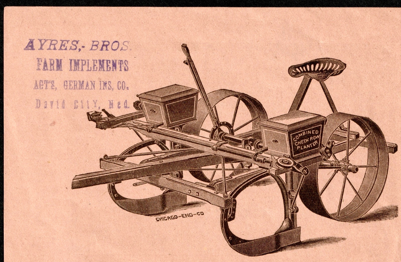 Corn Planter Hog Ring Chambers Bering Quinlan Decatur Ambigram Trade Card SR.f.h